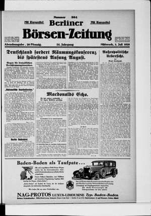 Berliner Börsen-Zeitung vom 03.07.1929