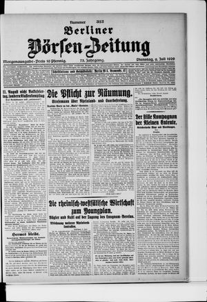 Berliner Börsen-Zeitung vom 09.07.1929