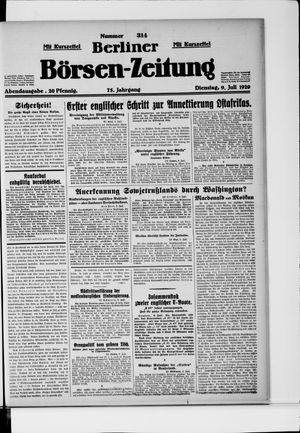 Berliner Börsen-Zeitung vom 09.07.1929