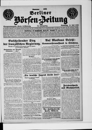 Berliner Börsen-Zeitung vom 21.07.1929