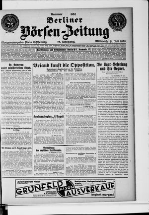Berliner Börsen-Zeitung vom 31.07.1929