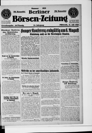 Berliner Börsen-Zeitung vom 31.07.1929
