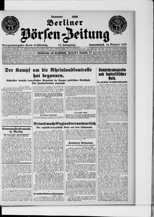 Berliner Börsen-Zeitung on Aug 10, 1929