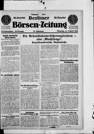 Berliner Börsen-Zeitung on Aug 13, 1929