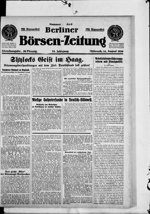 Berliner Börsen-Zeitung vom 14.08.1929