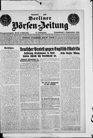 Berliner Börsen-Zeitung vom 07.09.1929