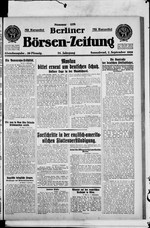 Berliner Börsen-Zeitung vom 07.09.1929