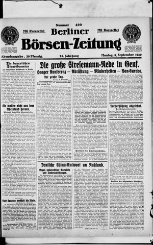 Berliner Börsen-Zeitung vom 09.09.1929