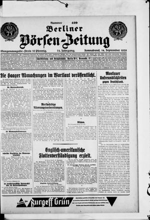 Berliner Börsen-Zeitung on Sep 14, 1929