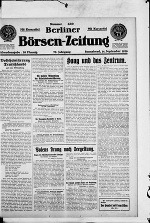 Berliner Börsen-Zeitung on Sep 14, 1929