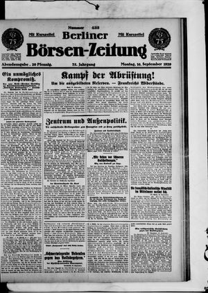 Berliner Börsen-Zeitung on Sep 16, 1929