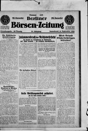 Berliner Börsen-Zeitung on Sep 21, 1929