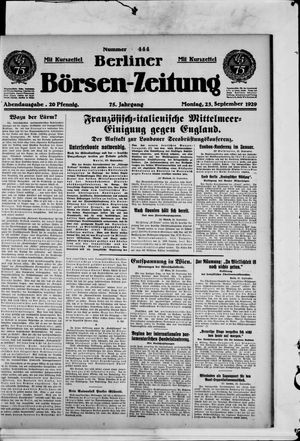 Berliner Börsen-Zeitung vom 23.09.1929