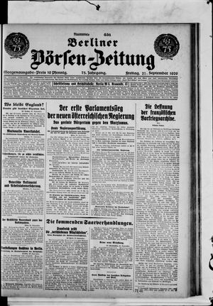 Berliner Börsen-Zeitung vom 27.09.1929
