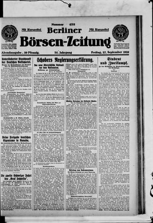 Berliner Börsen-Zeitung vom 27.09.1929