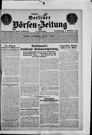 Berliner Börsen-Zeitung vom 03.10.1929