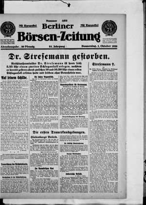 Berliner Börsen-Zeitung on Oct 3, 1929