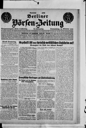 Berliner Börsen-Zeitung on Oct 10, 1929