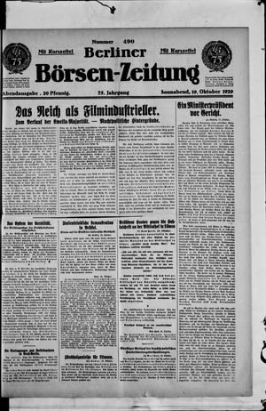 Berliner Börsen-Zeitung vom 19.10.1929