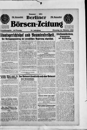 Berliner Börsen-Zeitung vom 22.10.1929