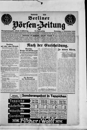Berliner Börsen-Zeitung vom 03.11.1929