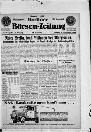 Berliner Börsen-Zeitung vom 18.11.1929