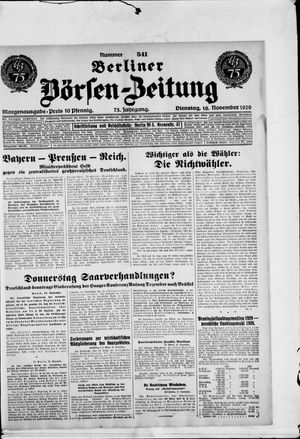 Berliner Börsen-Zeitung on Nov 19, 1929