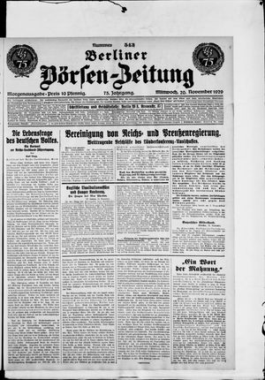 Berliner Börsen-Zeitung vom 20.11.1929
