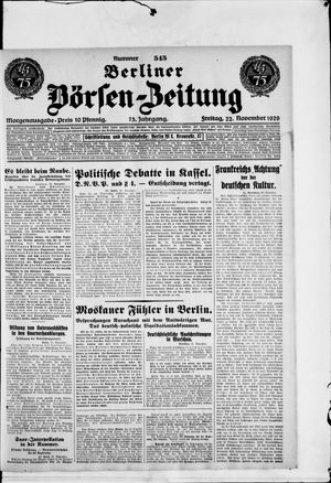 Berliner Börsen-Zeitung on Nov 22, 1929