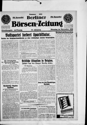 Berliner Börsen-Zeitung vom 26.11.1929