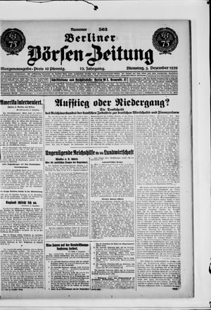 Berliner Börsen-Zeitung vom 03.12.1929