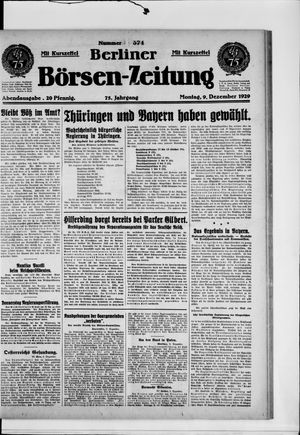 Berliner Börsen-Zeitung vom 09.12.1929