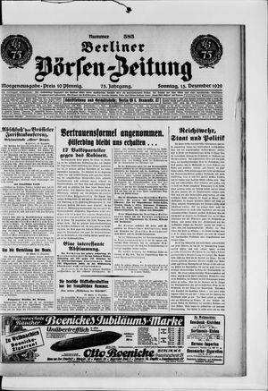 Berliner Börsen-Zeitung vom 15.12.1929