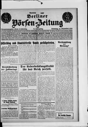 Berliner Börsen-Zeitung vom 22.12.1929