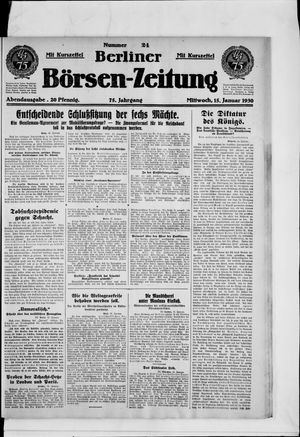 Berliner Börsen-Zeitung vom 15.01.1930
