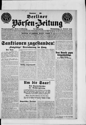 Berliner Börsen-Zeitung on Jan 16, 1930