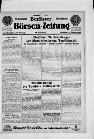 Berliner Börsen-Zeitung on Jan 21, 1930