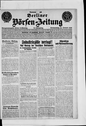 Berliner Börsen-Zeitung vom 30.01.1930