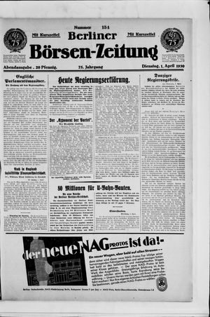 Berliner Börsen-Zeitung on Apr 1, 1930