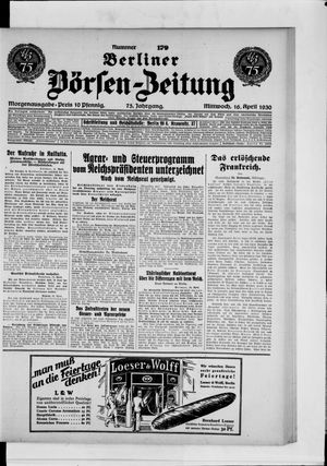 Berliner Börsen-Zeitung on Apr 16, 1930