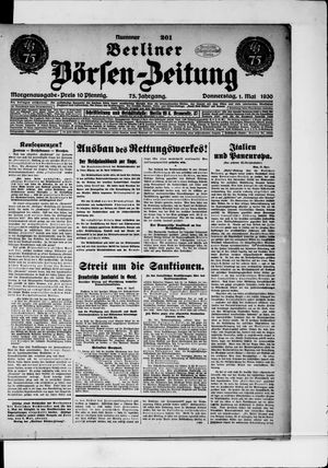 Berliner Börsen-Zeitung vom 01.05.1930