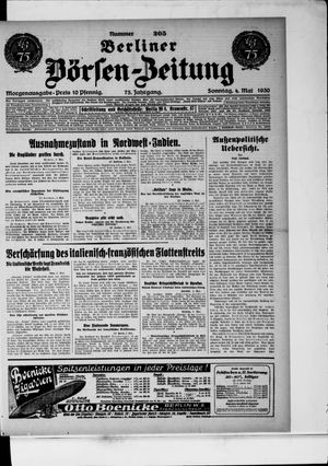 Berliner Börsen-Zeitung vom 04.05.1930