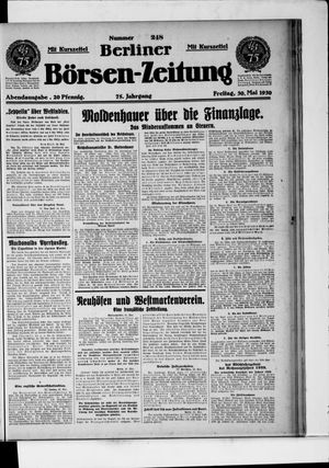 Berliner Börsen-Zeitung vom 30.05.1930