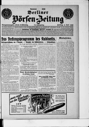 Berliner Börsen-Zeitung vom 06.06.1930
