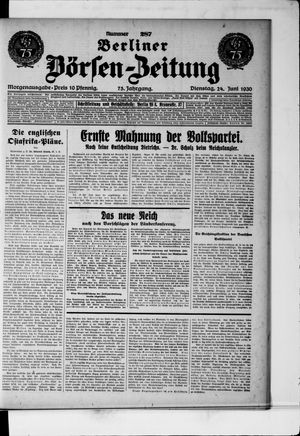 Berliner Börsen-Zeitung vom 24.06.1930