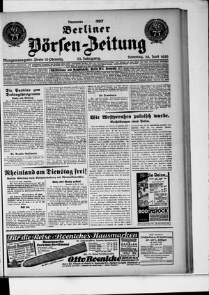 Berliner Börsen-Zeitung vom 29.06.1930