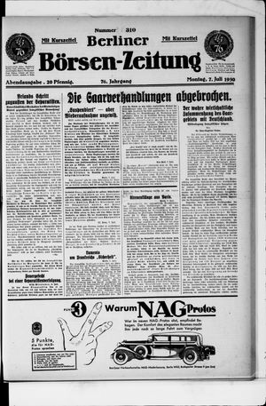 Berliner Börsen-Zeitung vom 07.07.1930