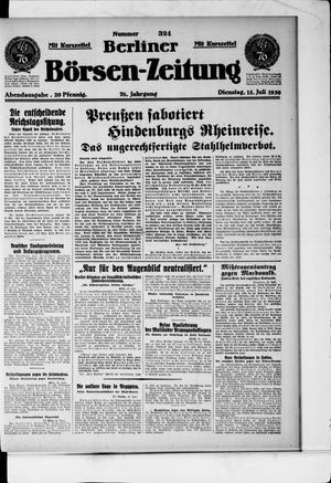 Berliner Börsen-Zeitung vom 15.07.1930