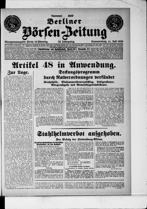 Berliner Börsen-Zeitung vom 17.07.1930