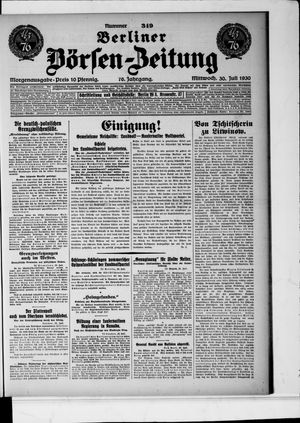 Berliner Börsen-Zeitung vom 30.07.1930
